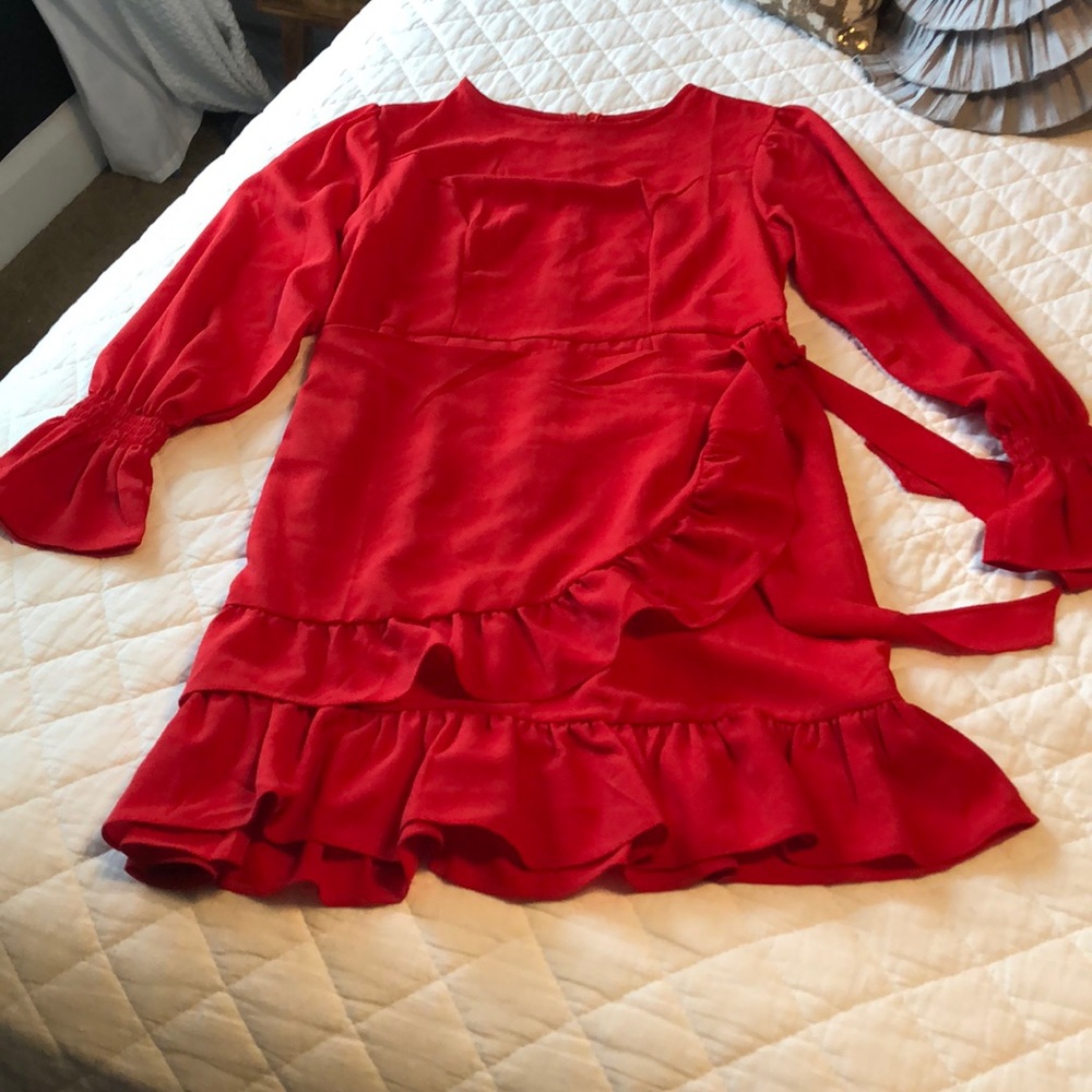 Red fitted dress!